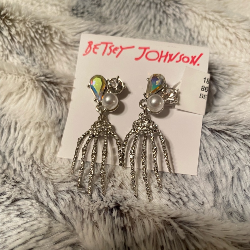 Betsey Johnson silver plated skeleton Earrings